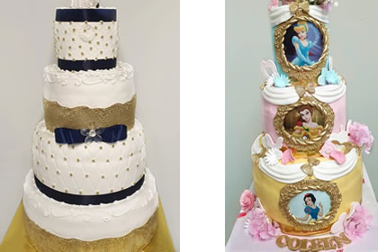 Réceptions, exemple de gâteaux de mariage et anniversaire